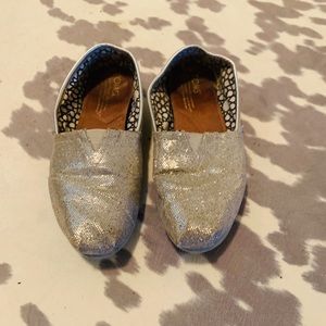 Authentic Silver glitter Toms - Size 7
